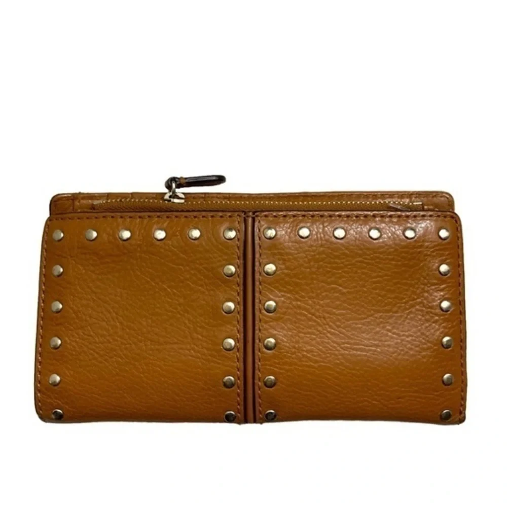 Michael kors brown leather studded wallet